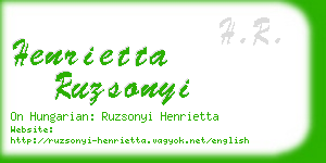 henrietta ruzsonyi business card